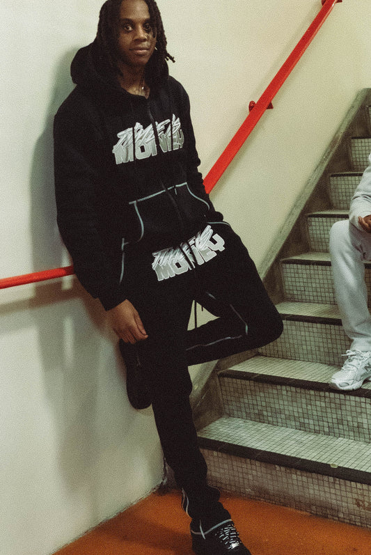 TIMEISMONEY BLACK ZIPPED TRACKSUIT